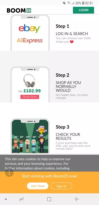 Screenshot Boom25 - step by step how it works